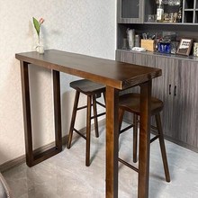 全实木吧台桌酒吧家用客厅隔断小吧台靠墙长条桌椅高脚桌子窄桌子