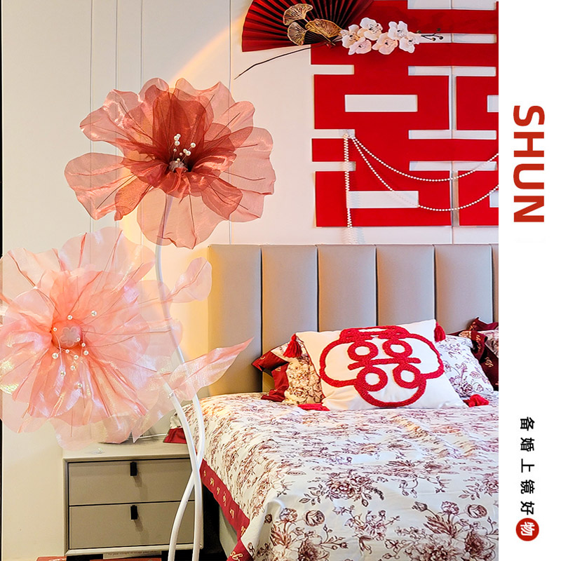 顺便买卖结婚婚房装饰摆件新房网红纱花路引真丝花婚庆婚礼装饰