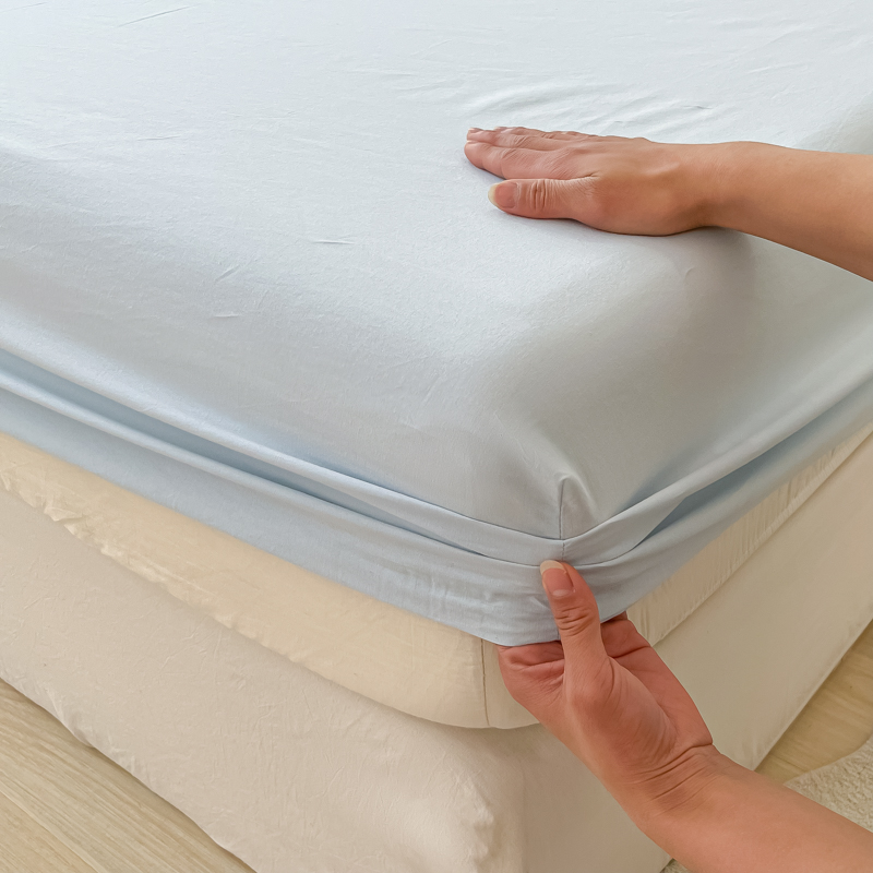 纯色水洗棉床笠三件套防滑床单单件全包围席梦思床垫保护套床罩