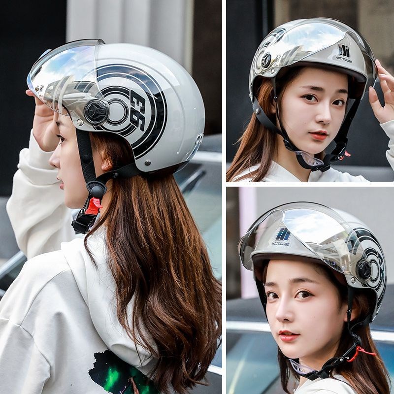 C57 3C认证摩托立方头盔男女四季轻便电动车安全帽夏季骑行半盔