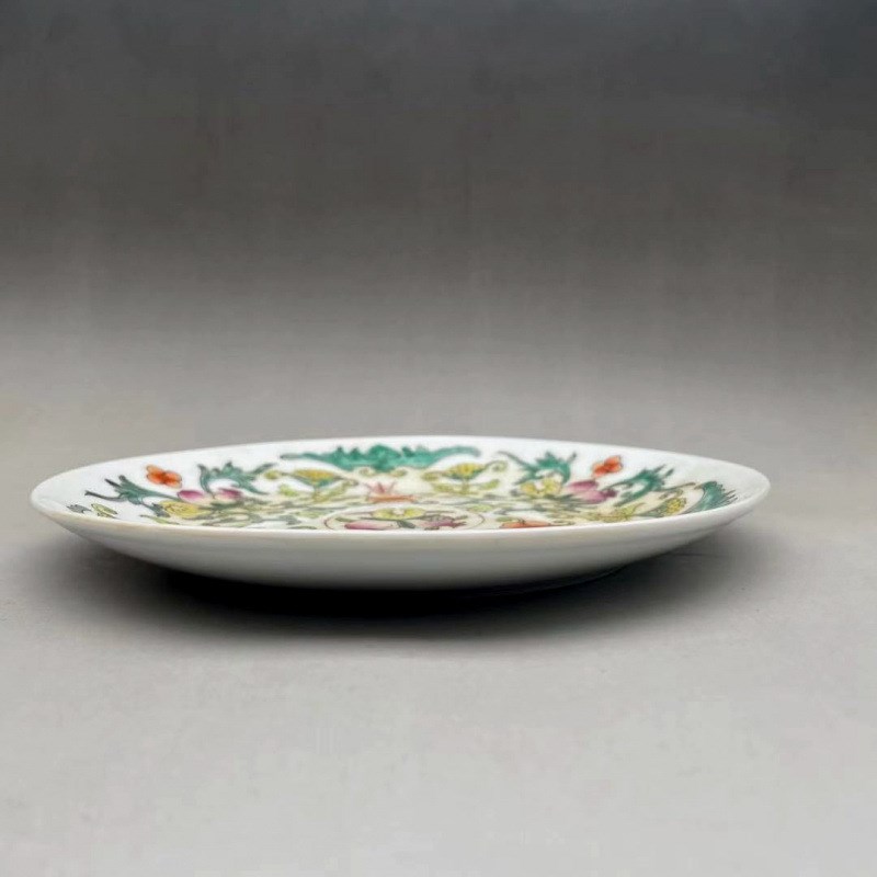 清光绪粉彩福万年纹盘摆件手工果盘古董古玩仿古老货陶瓷器收藏品