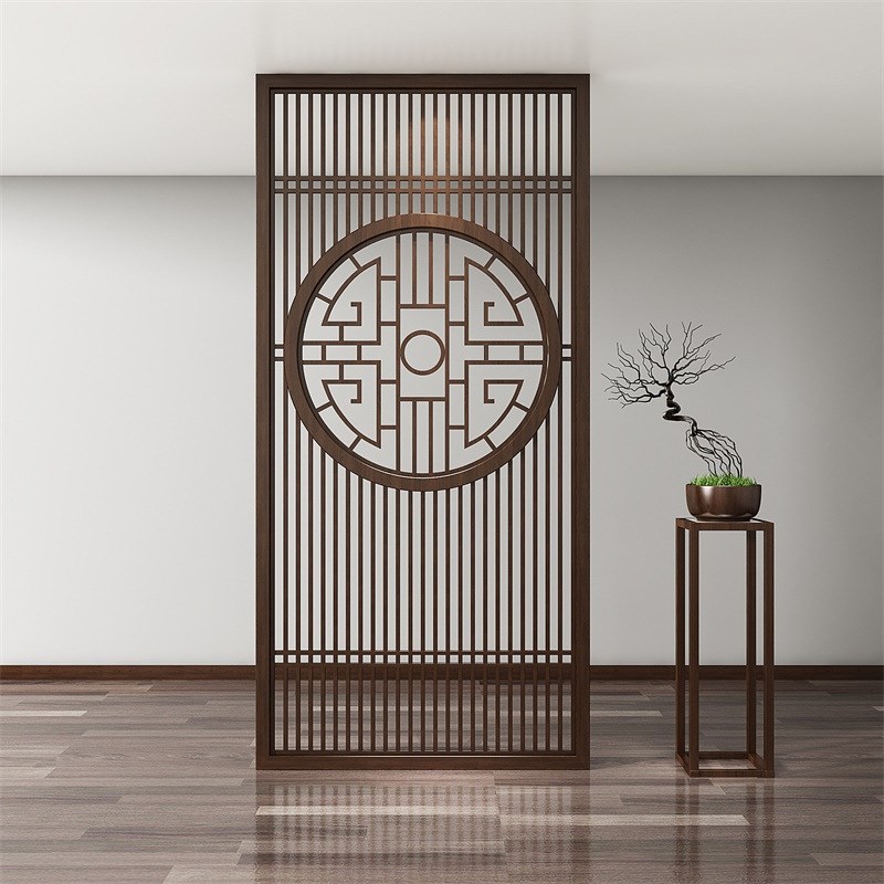 新中式实木隔断屏风客厅入户玄关正对入户门遮挡家用简约现代花格