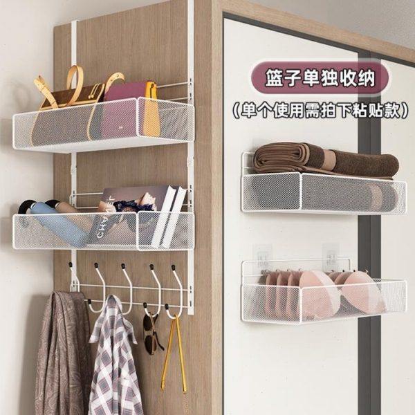衣柜侧面置物架柜边挂架宿舍门后挂钩上铺挂篮床头无痕式卧室付熔,收纳整理,化妆品收纳架,淘宝优惠券,粉丝福利购,淘宝优惠卷