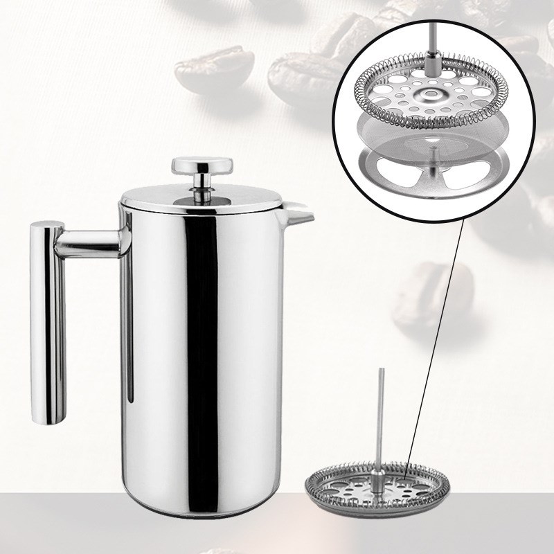 304不锈钢双层保温法压壶家用手冲按压法式过滤网咖啡壶工厂