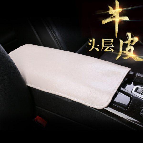 四季头层水牛皮汽车扶手箱凉垫 正副驾真皮扶手片 司机靠手垫