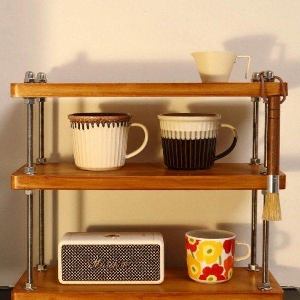 桌面工位收纳小书架茶杯架置物架中古风架子厨房架子公桌隔层架,收纳整理,书桌收纳置物架,淘宝优惠券,粉丝福利购,淘宝优惠卷