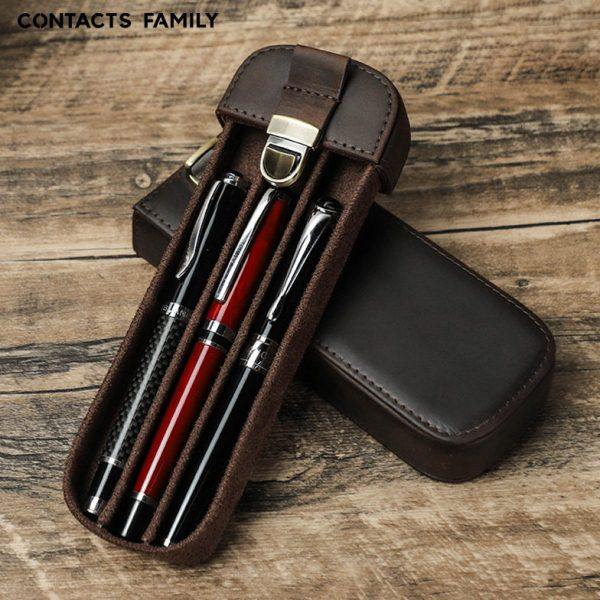 复古疯马皮笔袋手工制作锁扣抽屉式公旅行3支钢笔收纳盒,文具电教/文化用品/商务用品,笔袋,淘宝优惠券,粉丝福利购,淘宝优惠卷