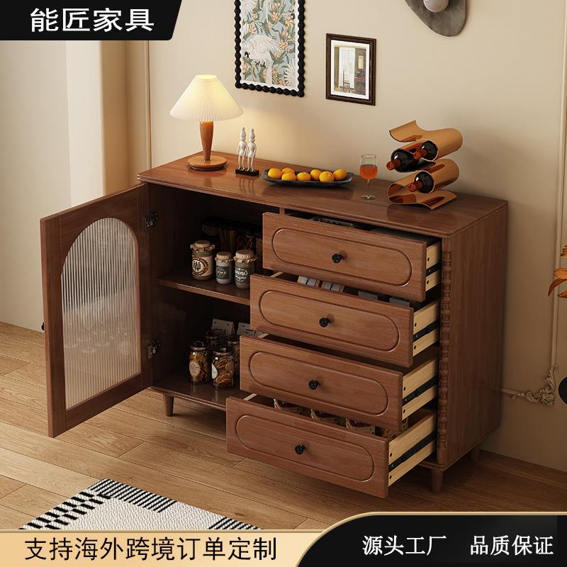 中古风实木斗柜简约现代抽屉床头斗柜卧室储物柜客厅收纳顶制柜子