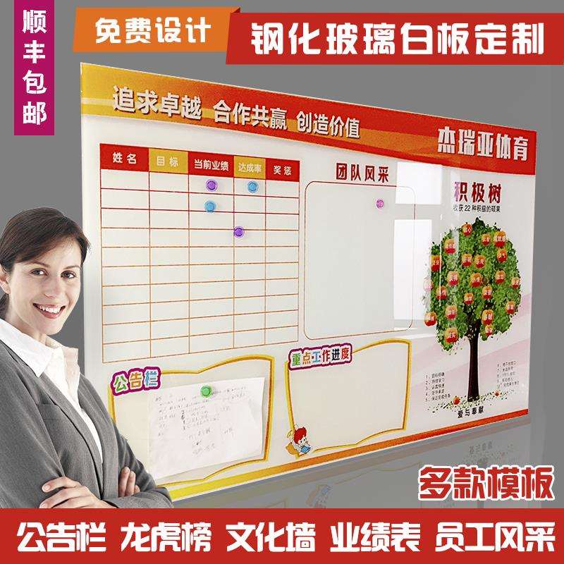 设计挂式软硬办公会议展板磁性公告栏写玻璃白板定 制做内容表格