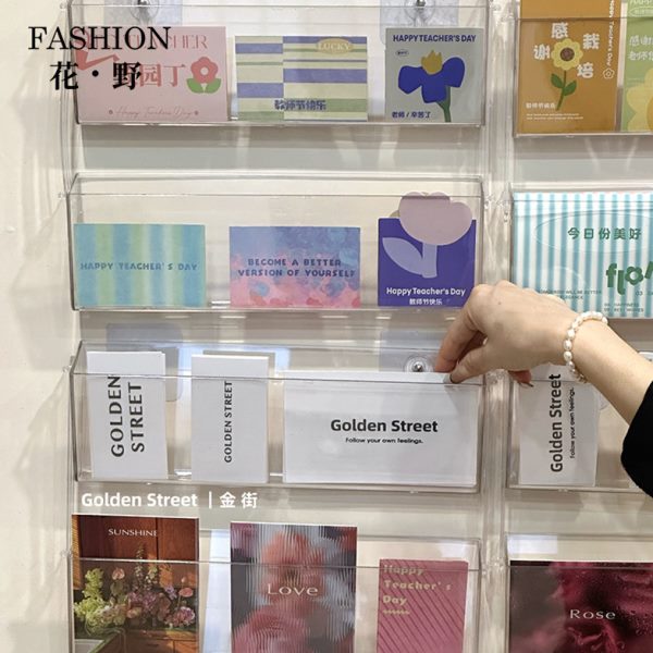 花野亚克力卡片收纳架吊牌展示架礼品店挂墙款省空间花艺花店资材图片
