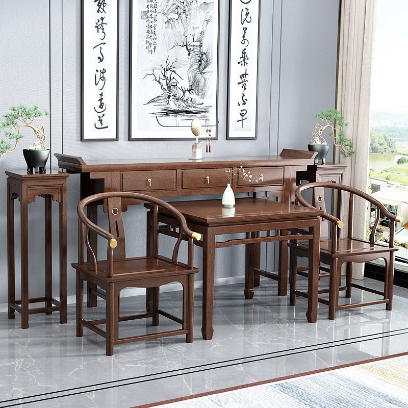中式实木中堂六件套条案农村家用堂屋家具神台供奉佛台翘头桌条几