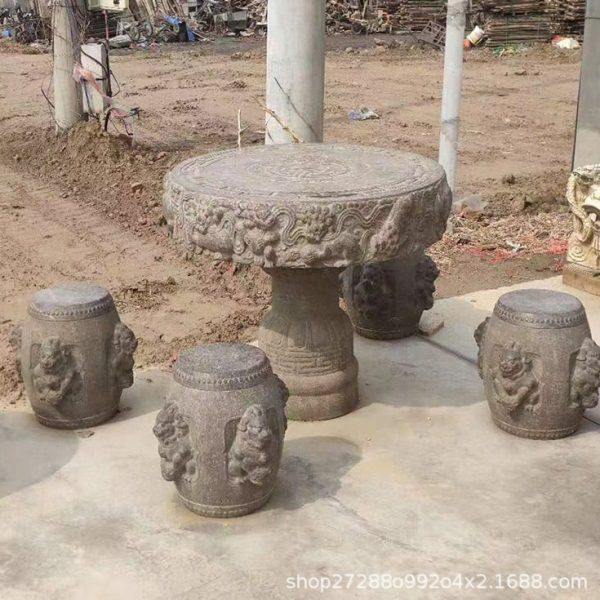 仿古做旧圆形摆件石桌石凳公园广场石头桌休闲长椅园林户外圆桌凳,家居饰品,石雕,淘宝优惠券,粉丝福利购,淘宝优惠卷