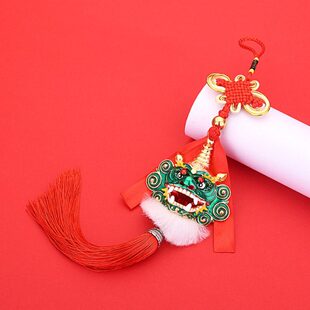 海陆丰麒麟狮醒狮虎狮头汽车挂件摇头弹簧车截摆件民族风工艺品