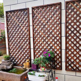 防腐木栅栏网格护栏围栏庭院装饰户外花园室外篱笆隔断爬藤木花架