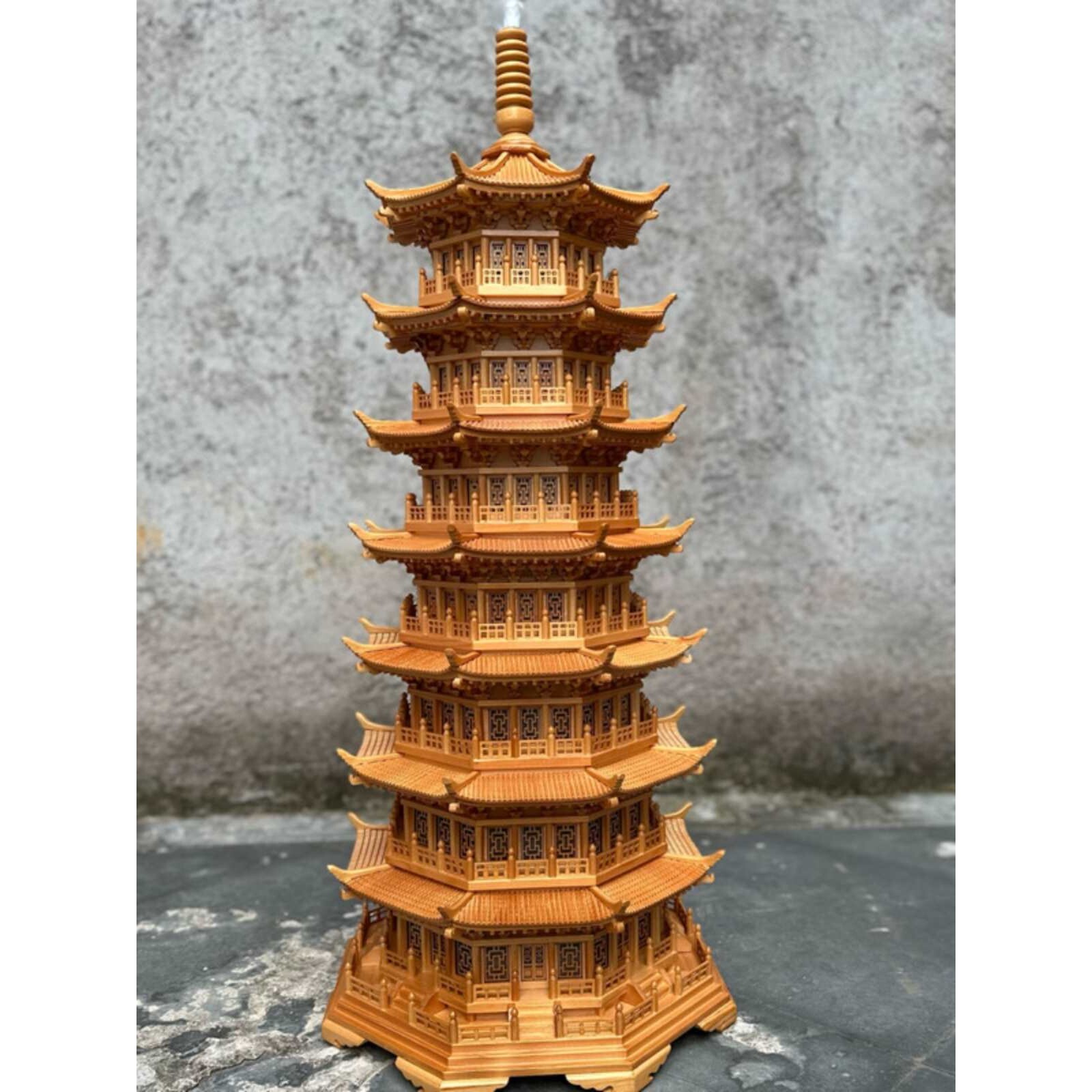 中式木雕古建筑模型居礼品八角玲珑塔木塔应县木塔摆件其他半手工