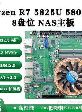 定升 AMD锐龙5825U可扩万兆8盘位NAS主板 机器视觉工控ITX主板
