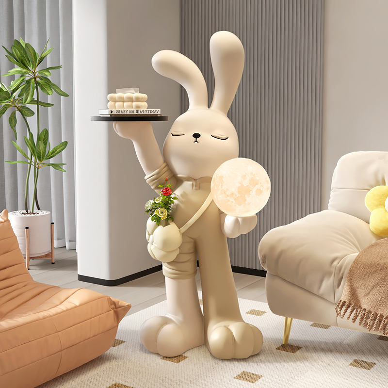 大型兔子客厅落地摆件电视v柜沙发旁高级感卧室灯新家乔迁新居礼