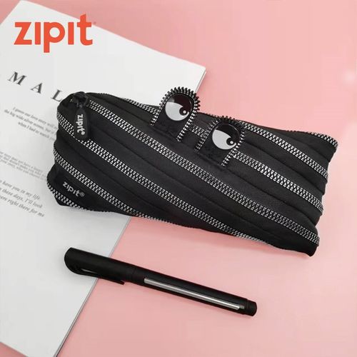 ZIPIcT笔袋创意拉链袋可爱黑色质感银三角初中生文具简约铅笔盒