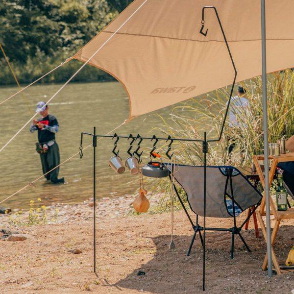 户外装备铁艺挂灯架露营灯架野炊灯杆支架置物架挂灯架可地插可拆
