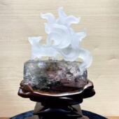 天然彩幽灵水晶九尾灵狐五仙狐九尾狐幽灵水晶狐仙幽灵原石摆件