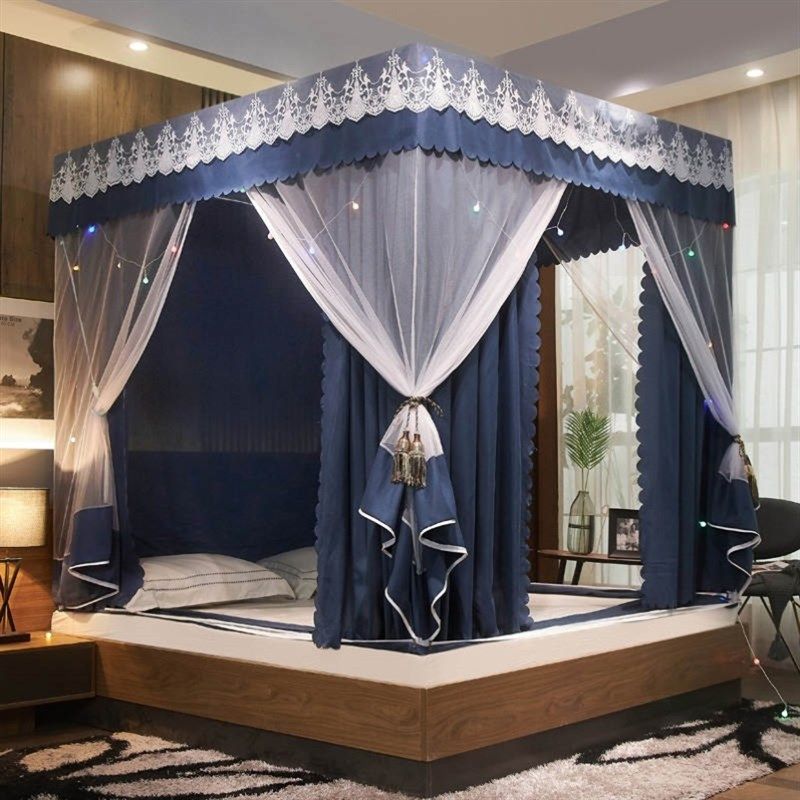 遮光防尘床布帘一体坐床式蚊帐家用公主风1.5m宝宝防掉床2021新款