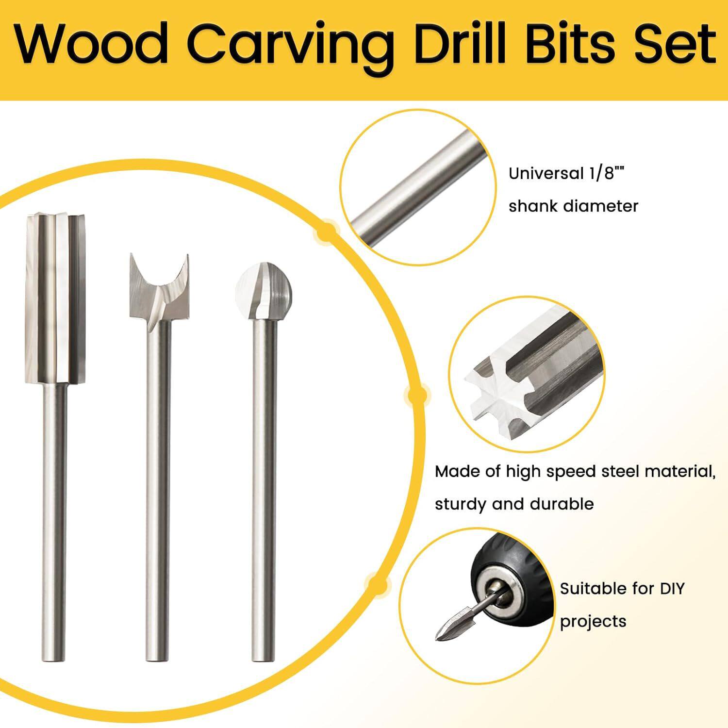 木雕钻头套装与 Dremel 旋转工具兼容 11 件雕刻钻配件钻头