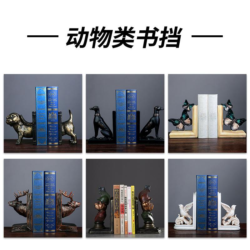 欧式复古风格建筑书挡及动物书挡家居摆件古典风创意轻奢树脂书立