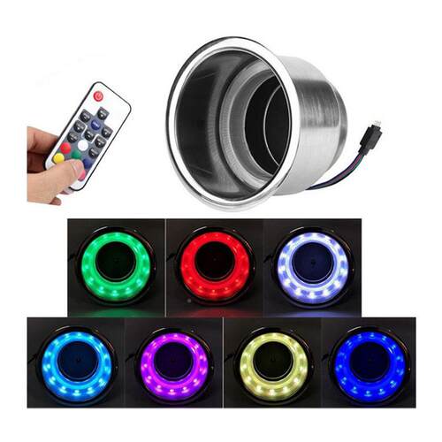 304不锈钢遥控杯 LED12V变色遥控茶杯架五船用游房架车艇单套用金