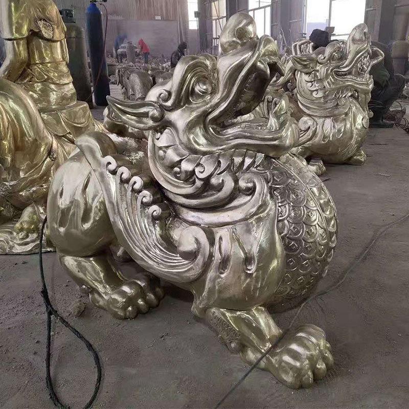 河保发雕塑厂家生产黄北铜貔貅麒麒麟摆件全24铜财富恒麟铜像