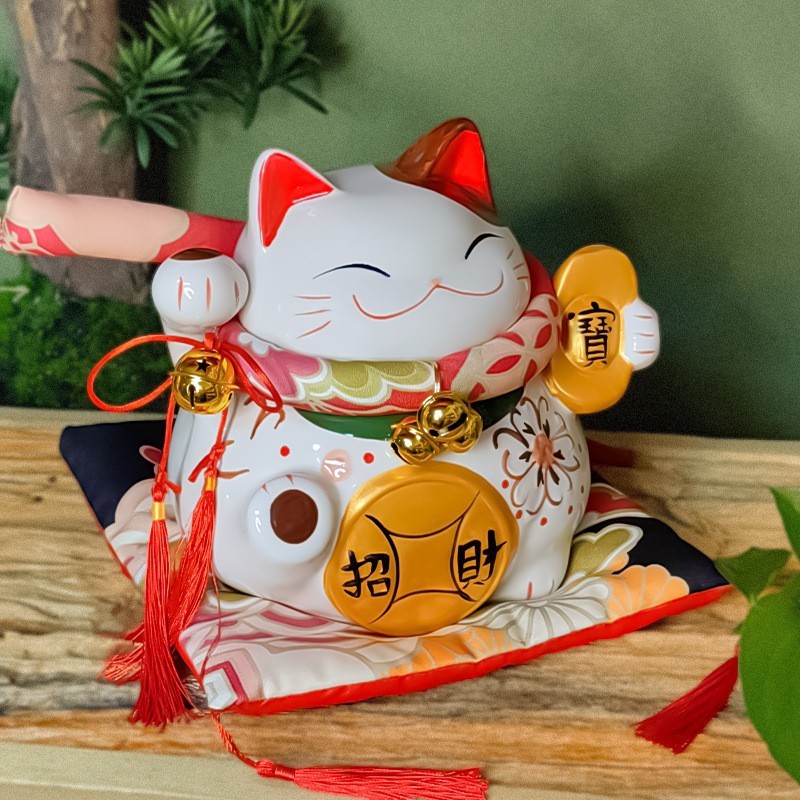 乐喵 9寸陶瓷招财猫存钱罐储蓄罐 店铺乔迁家居摆件开运送礼礼物