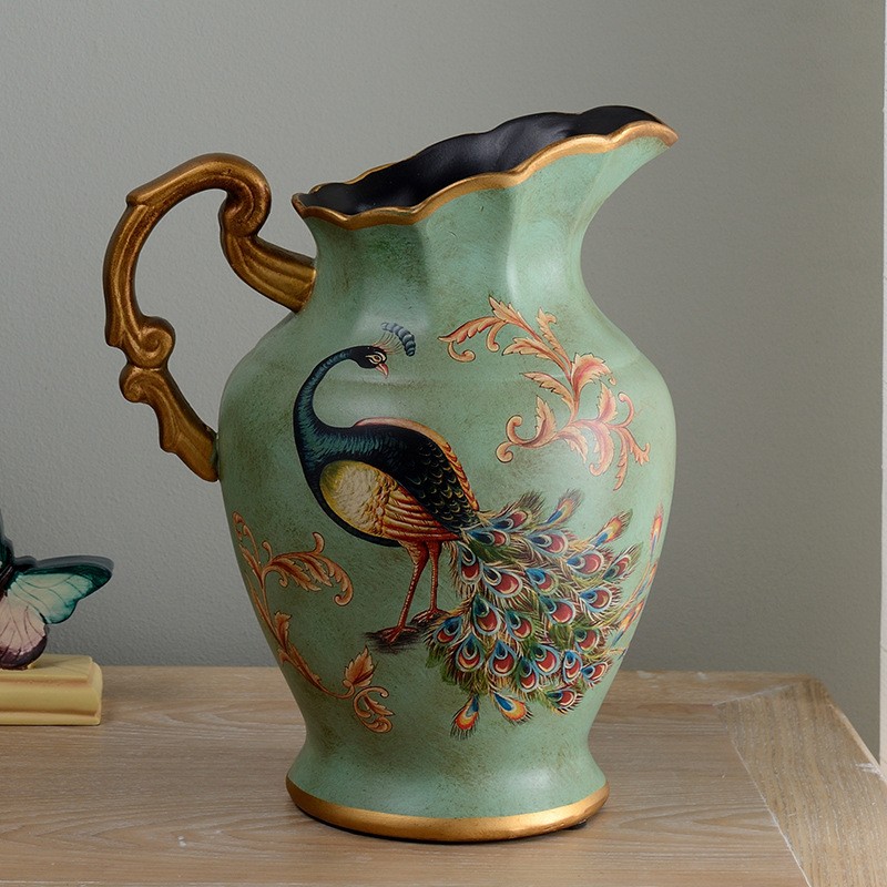 美式陶瓷花瓶复古摆件客厅插花家居装饰花仿真花假花工艺品摆设