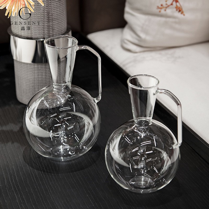 晶淳 高硼硅玻璃壶 透明水壶醒酒器插花瓶多用装饰器皿样板间装饰