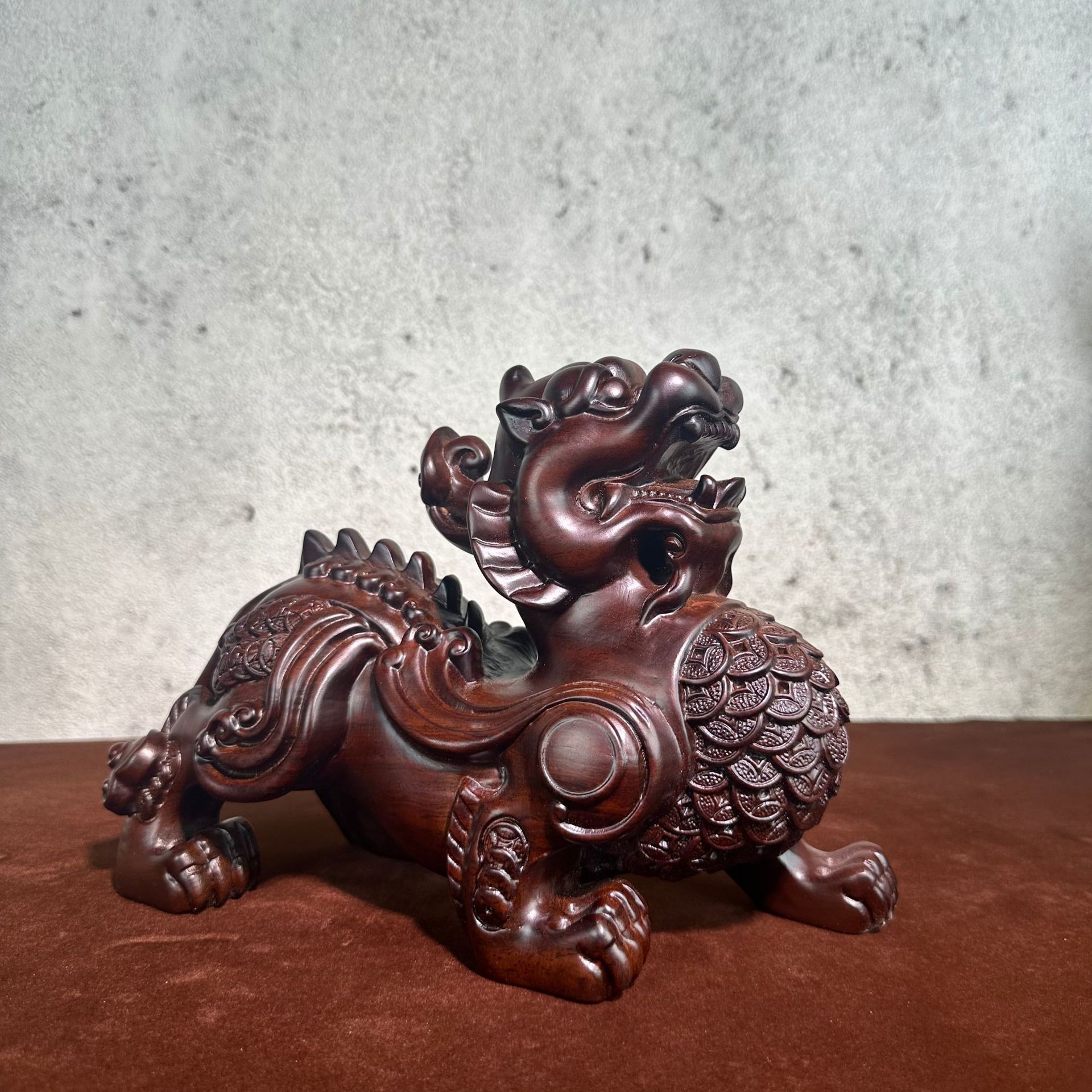 黑檀实木雕刻貔貅摆件一对大号皮丘办公室客厅装饰店铺开业送礼品