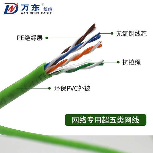 源头厂家网络线超五类非屏蔽网线纯铜0.46mm足300米千兆网POE监控