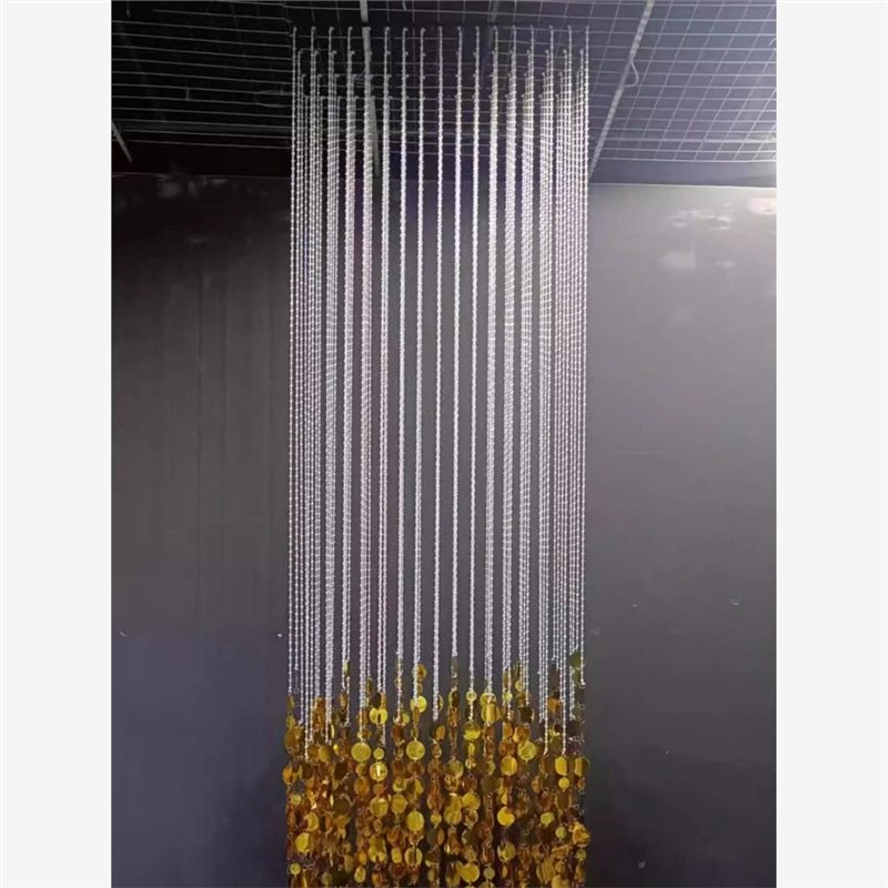 新款亚克力水晶珠帘银色亮片挂件婚庆酒店宴会厅园片吊顶珠链布置