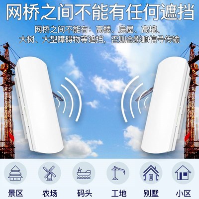 MWB201 505套装无线网桥1km 5km室外防水点对点传输 监控电梯