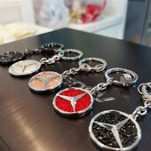 奔驰超美水晶镶钻钥匙扣奔驰4S店礼品超有质感钥匙链汽车挂件挂饰