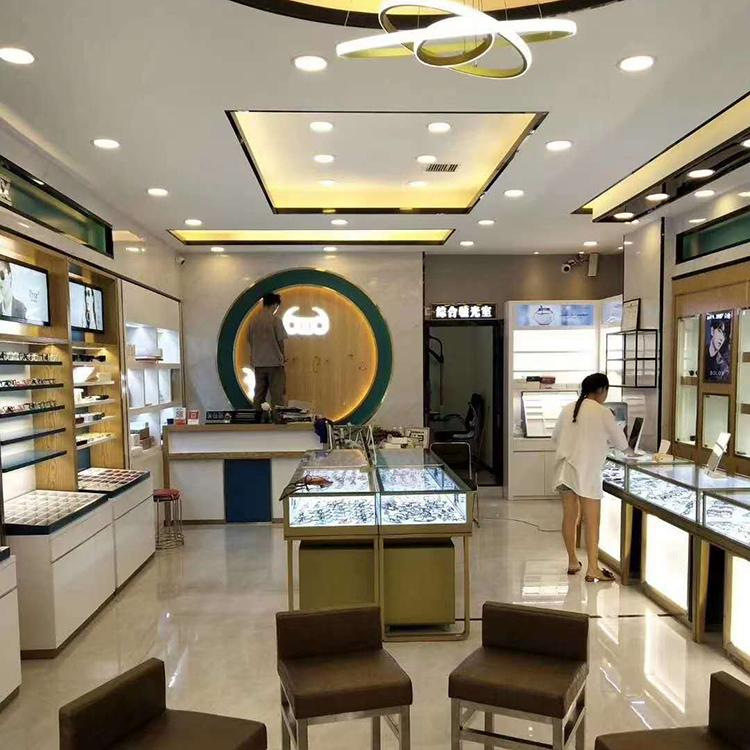 眼镜店柜台展示架高低组合展柜中纤维板眼镜柜展台定制货架多层