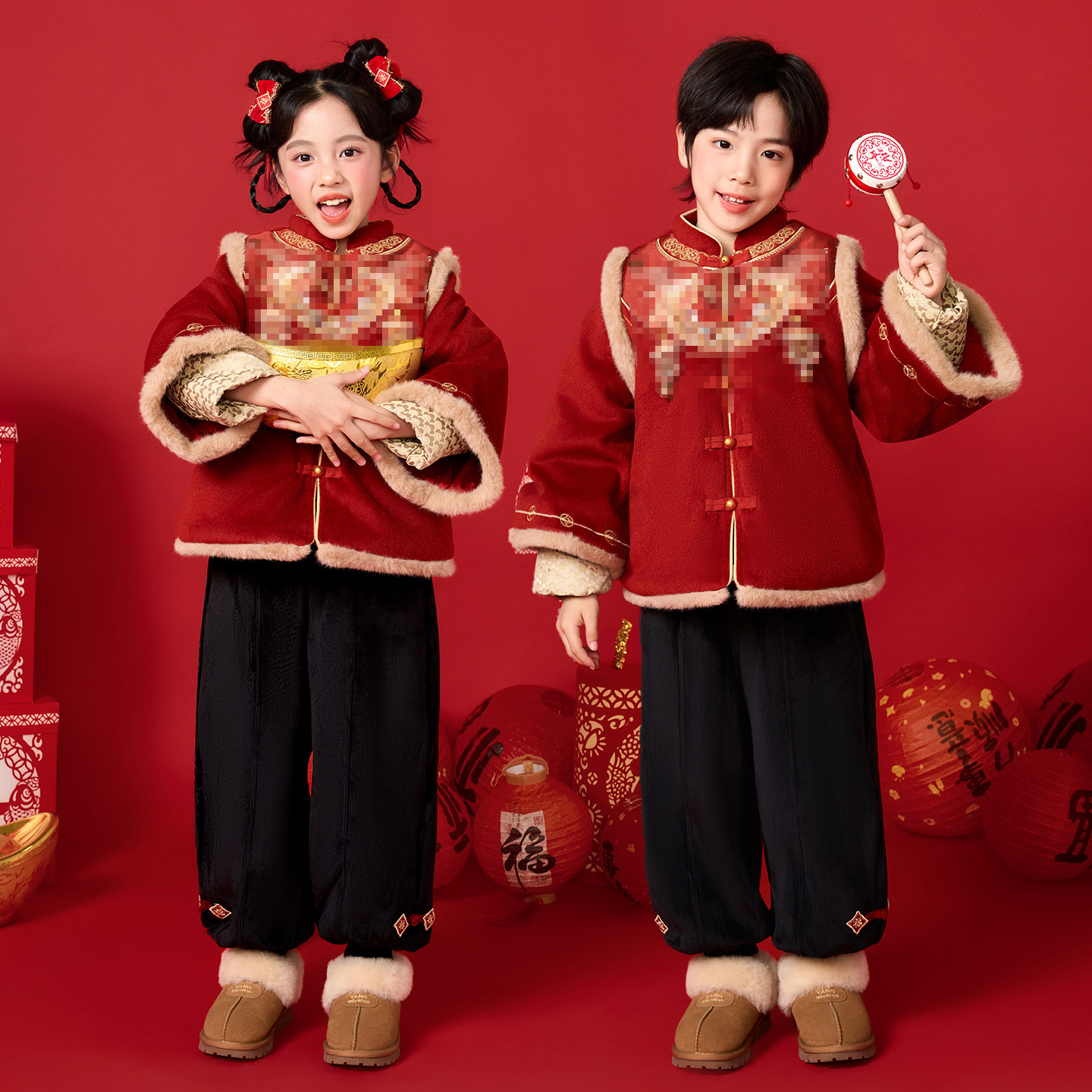 元旦儿童拜年服新款演出服装宝宝周岁礼服国风中国风红色喜庆唐装,童装/婴儿装/亲子装,儿童演出服,淘宝优惠券,粉丝福利购,淘宝优惠卷
