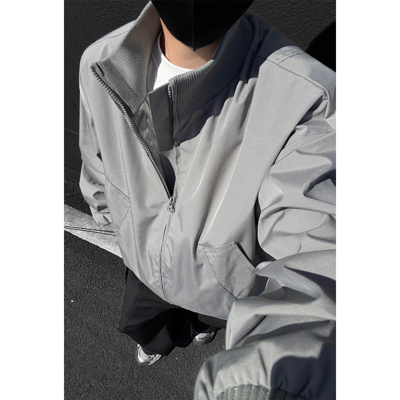 bomber飞行夹克外套男款秋季潮牌cleanfit廓形短款高街棒球服上衣