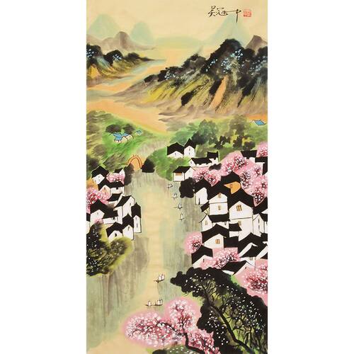 吴冠中纯手绘江南水乡客厅装饰画国画水墨画办公室画壁画山水画