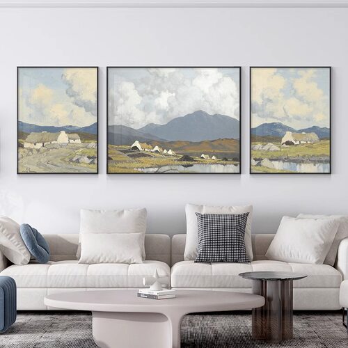 北欧墙画客厅挂画风景山水画抽象简约现代装饰画沙发背景墙三联画