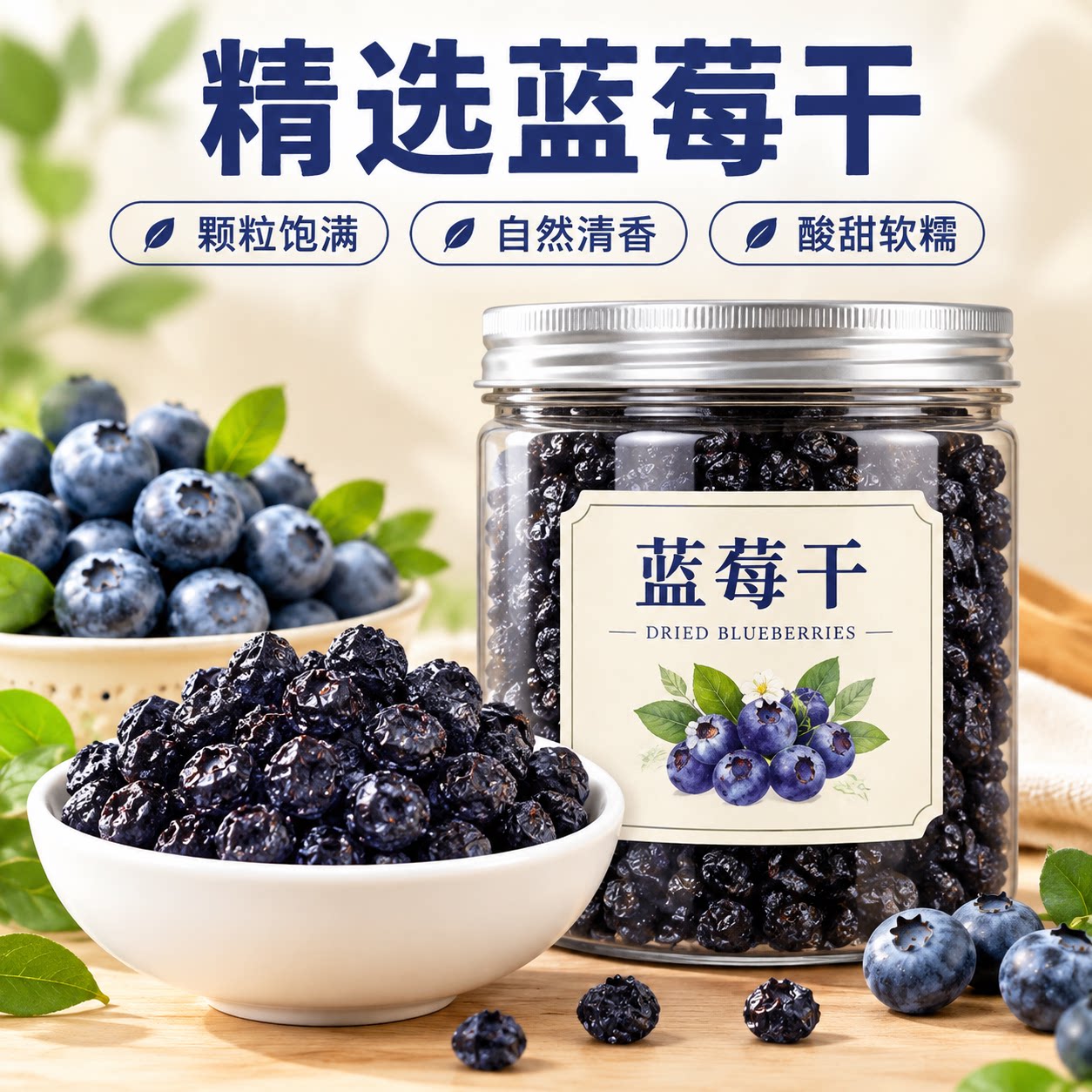蓝莓干果干大兴安岭大果野生健康下午茶休闲用零食官方正品旗舰店