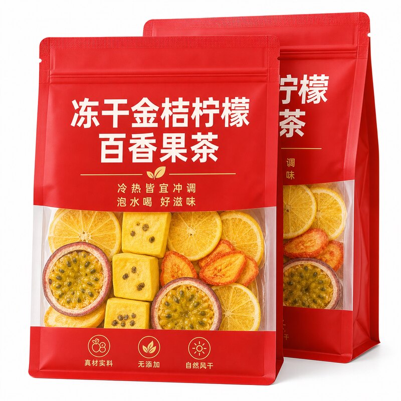 金桔柠檬百香果茶独立包装饮料组合水果新鲜冷泡水喝茶包冻干维c