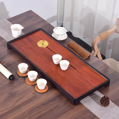 竹制茶台托盘 家用茶盘 办公室客厅简易茶海排水式功夫茶具茶盘