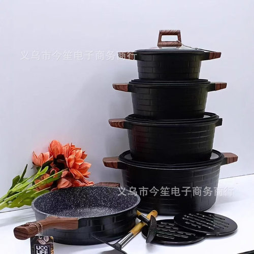 UCC长城款13件套复厎厨房家用不粘锅家用厨房通用锅具套装