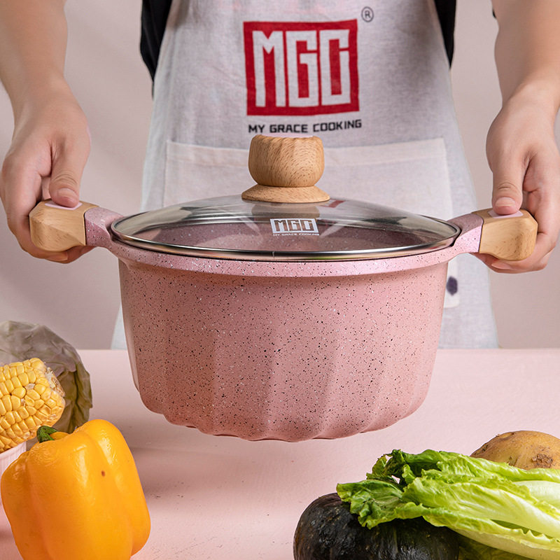 MGC法式9件套锅 家用不粘平底蒸锅鸳鸯锅汤锅电磁炉明火通用砂锅