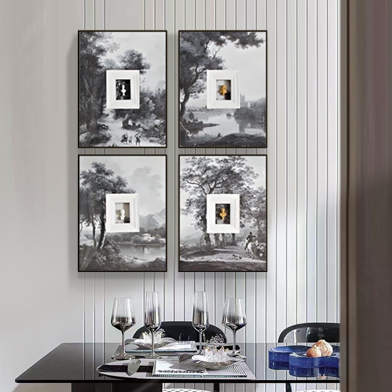 轻奢装饰画设计师立体卡纸石膏人像实物画客餐厅玄关墙壁画芯