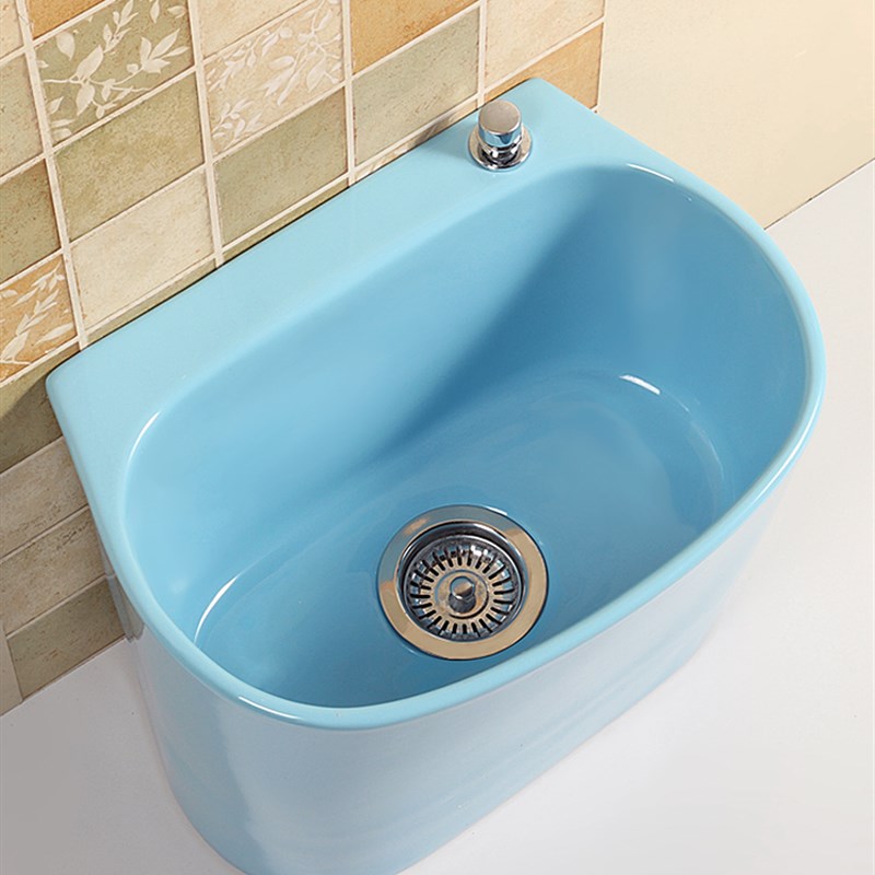 彩色洗涤b拖把池家庭阳台落地式大浴室陶瓷地板洗涤拖把池地板盆