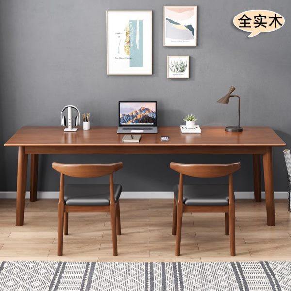 全实木双人书桌1.8米加长写字台家用简约学习办公长方形桌1.6米